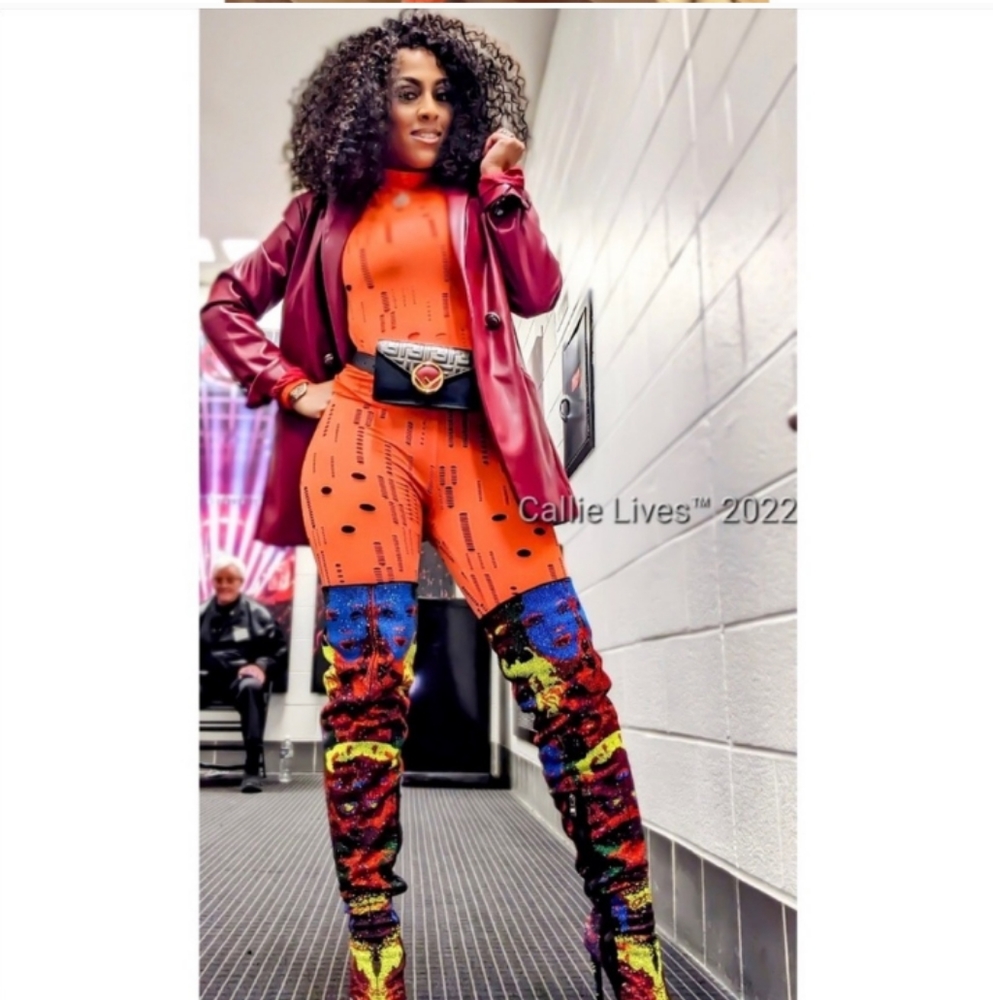 New Orange Peel Distressed Ripped Stretched Torn Mock Neck Bodycon Pant Set M - Picture 4 of 12